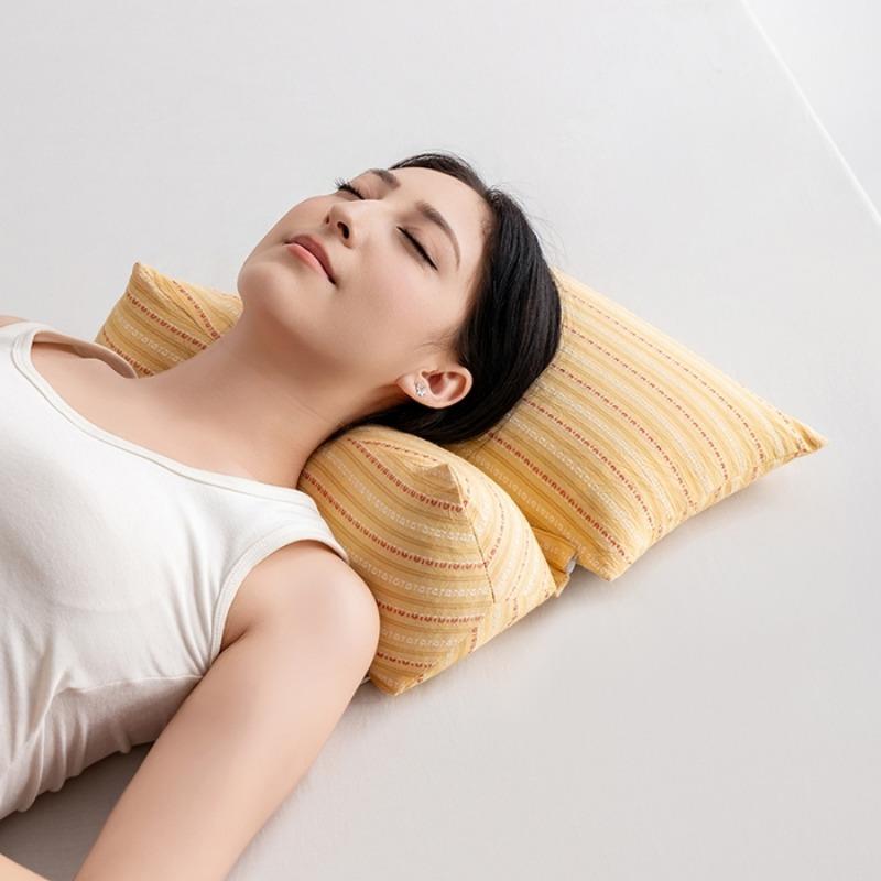 2025 New Buckwheat Husk Triangular One-piece Pillow Household Cervical Spine Anti-bow Pillow Removable Combination Pillow Core