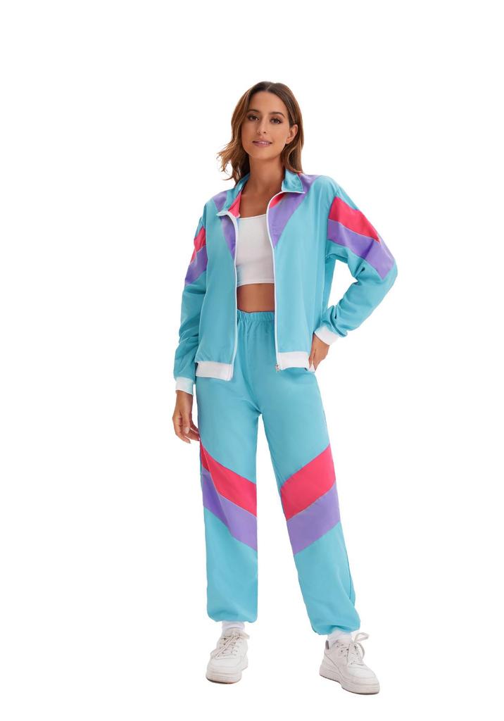 80s Retro Disco & Hip Hop Halloween Costume Set - Unisex Street Dance DJ Jacket & Pants