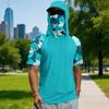 T-shirt estiva da uomo a maniche corte con gradiente mimetico ad asciugatura rapida, abbigliamento da sole, pesca, fitness, sport, maglietta con cappuccio a maniche corte