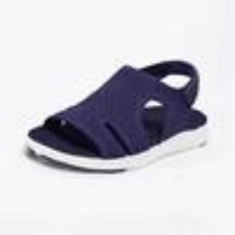 Summer Casual Mesh Flat Heel Viscose Shoes Breathable Round Head Low Top Solid Color Blue Sandals