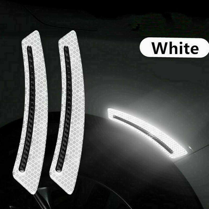 2pcs Car Reflective Stickers Wheel Eyebrow Mudguard Luminous Warning Decals Anti-collision Strips