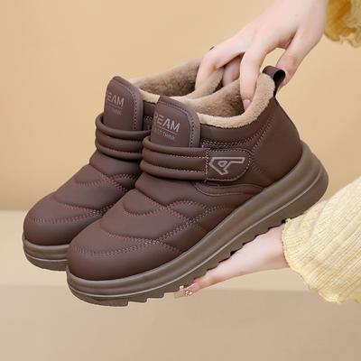 Women's Large Size Soft Sole Winter Warm Non-slip Fur One Snow Boots Padded Lined Ankle Boots Non-slip Hiking Outdoor Sports Cotton Boots