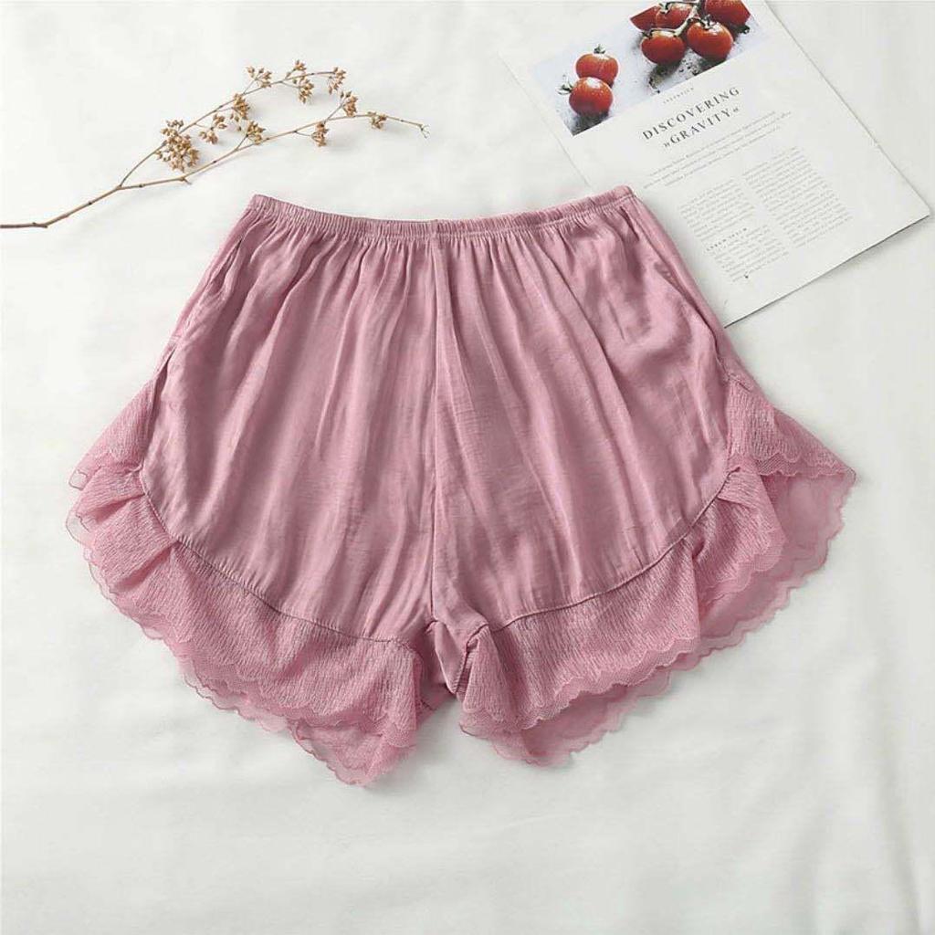 Plus Size Sea Island Silk Safety Shorts - Breathable, Anti-Exposure, Silky Lace Underwear for Young Girls