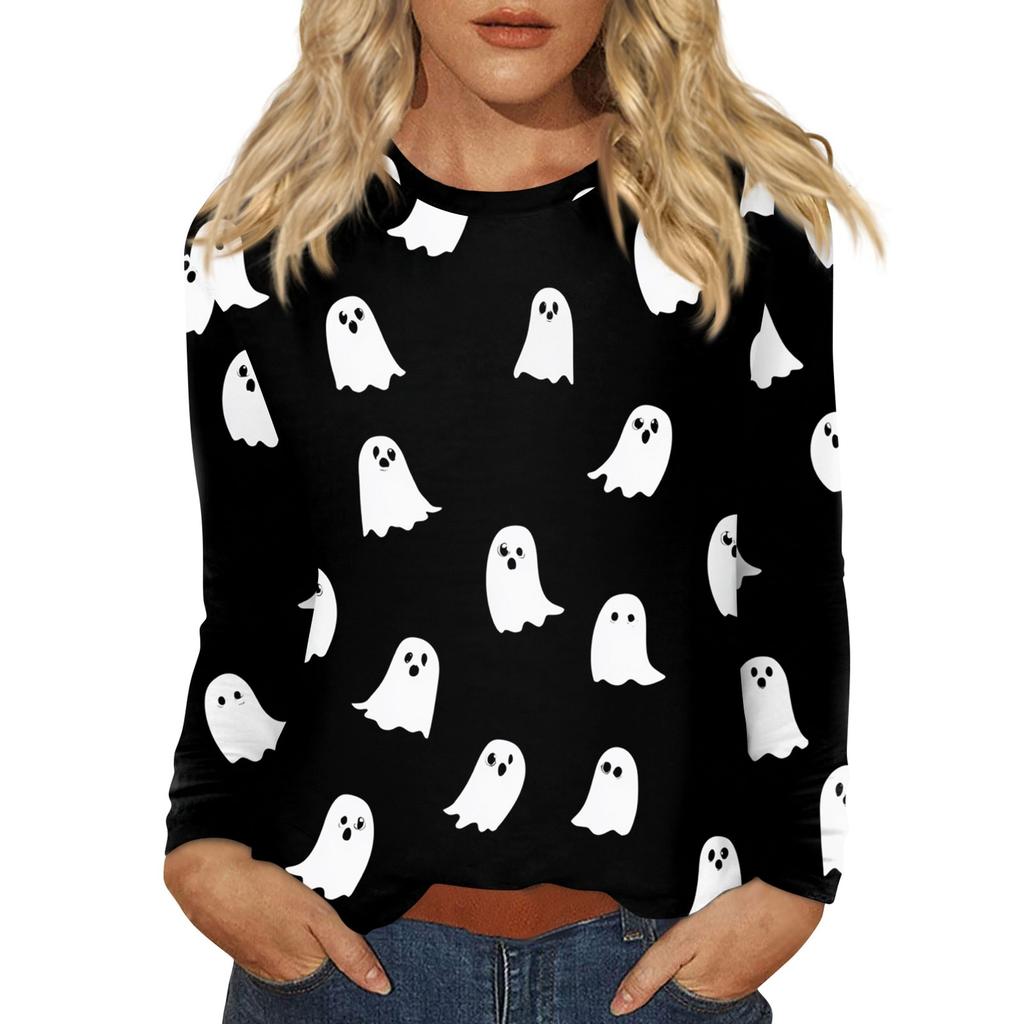 Women's Daily Casual Long-sleeved Printed O-neck Top