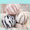 Plush Modern Round Pillow Striped Decorative Throw Cushion Bedroom Decoration