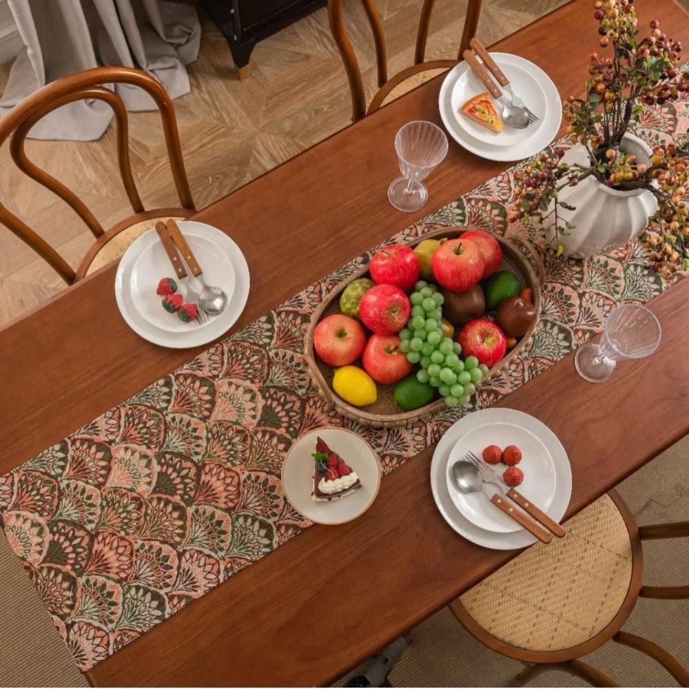 Flower Pattern Tablecloth Vintage Table Cover High-end Jacquard Table Runner  Dinner Party