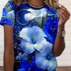 Summer Fashion Casual Comfortable Short Sleeved T-shirt Colorful  Flowers Women's Loose Plus Size T-shirt