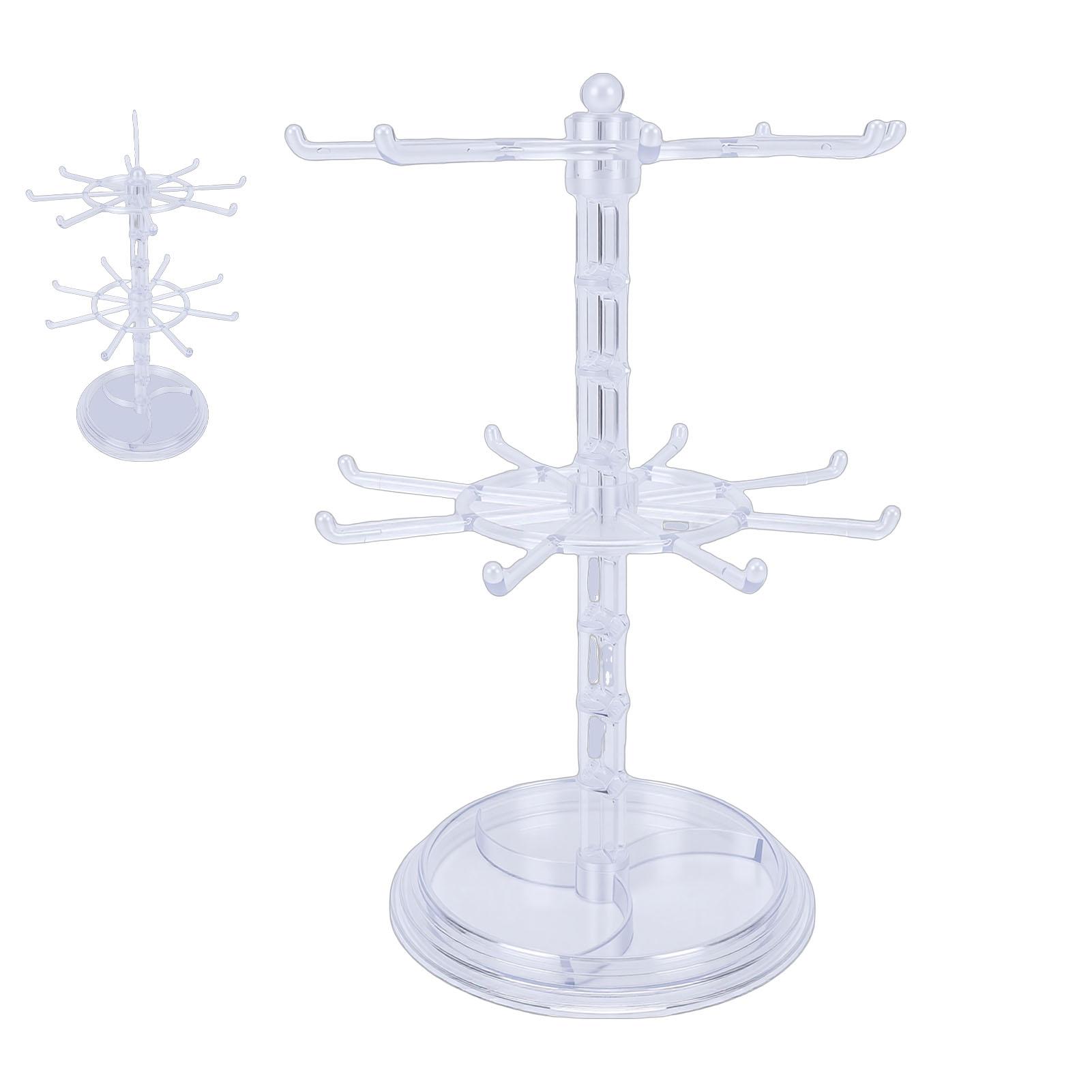2 Tier Rotating Jewelry Display Stand Necklace Bracelet Ear s  s Watches Keychains Holder   Acrylic Jewelry