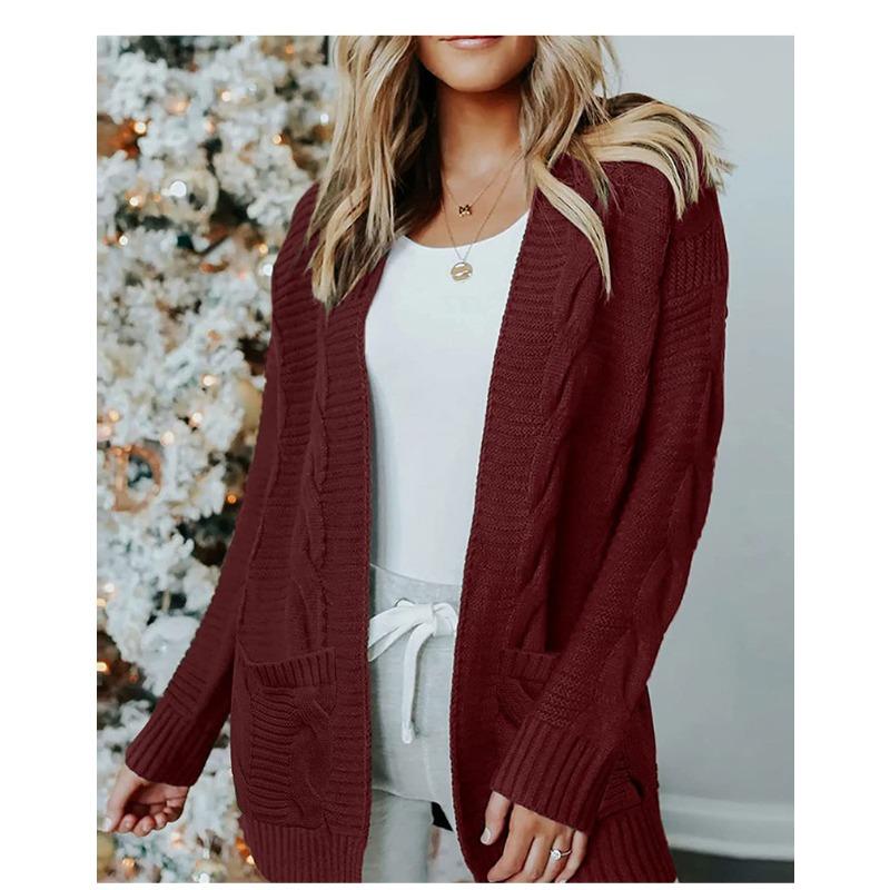 Women S Long Cable Knit Open Front Cardigan Sweater With Pockets