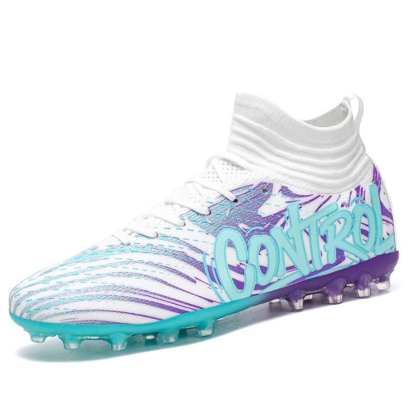 

Mens Soccer Shoes New High Top Anti Slip Wear-resistant FG/TF Court Professional Competition Training Football Shoes Man 32