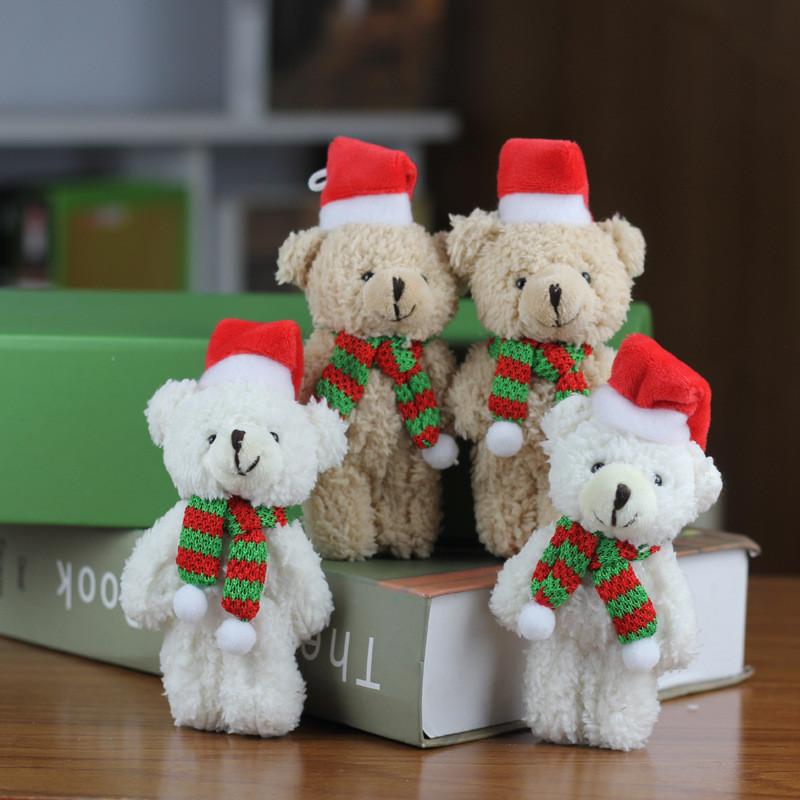 Adorable Christmas Bear Ornament Plush Toy Accessory With Scarf And Bag Charm