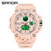 SANDA Women's Trendy LED Dual Display Waterproof Watch with Hourly Chime