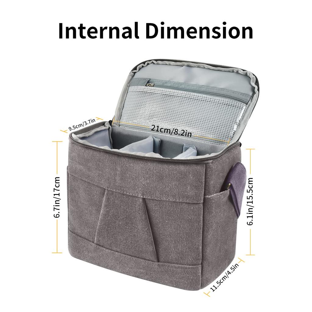 FOSOTO Shoulder Camera Bag Digital Mirrorless Single Lens Camera Case Lesbian Storage Retro Style Large Capacity Compatible with Canon SX70 SX420