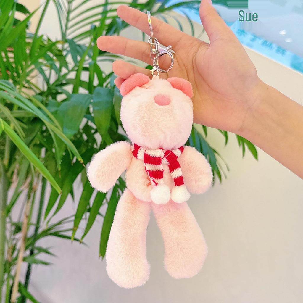 Fluid Bear Pendant Scarf & Teddy Bear Doll Keychain: Street Style Gift for Girls