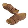 Large size casual sandals women 2025 European and American new flat bottom thick sole one word slope heel woven solid color sandals