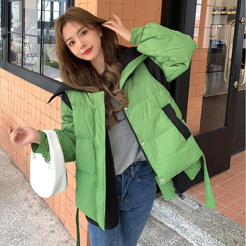 Two-piece down jacket women's 2024 winter contrasting color design sense small thickened white duck down jacket burst