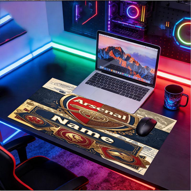 Özel İsim Kişiselleştirilmiş Arsenal F.C Desenli Mousepad, Dizüstü Bilgisayar Masa Matı, Ev İçin Dekoratif Masa Matı Klavye Altlığı Hediye