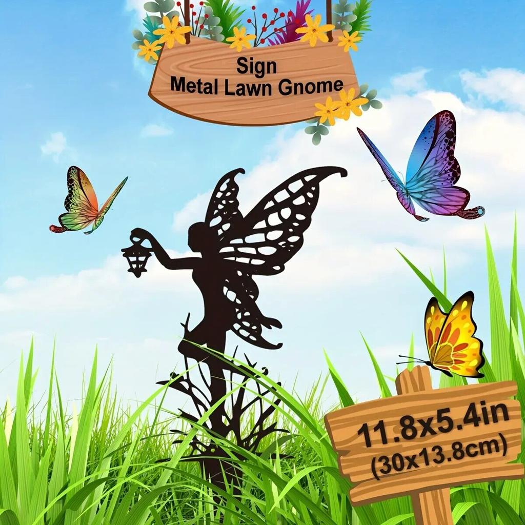 Fairy Garden Metal Signs Outdoor Garden Fairies Outdoor Fairy Silhouette Statue Fairy Branch Decoration Fairy Crafts