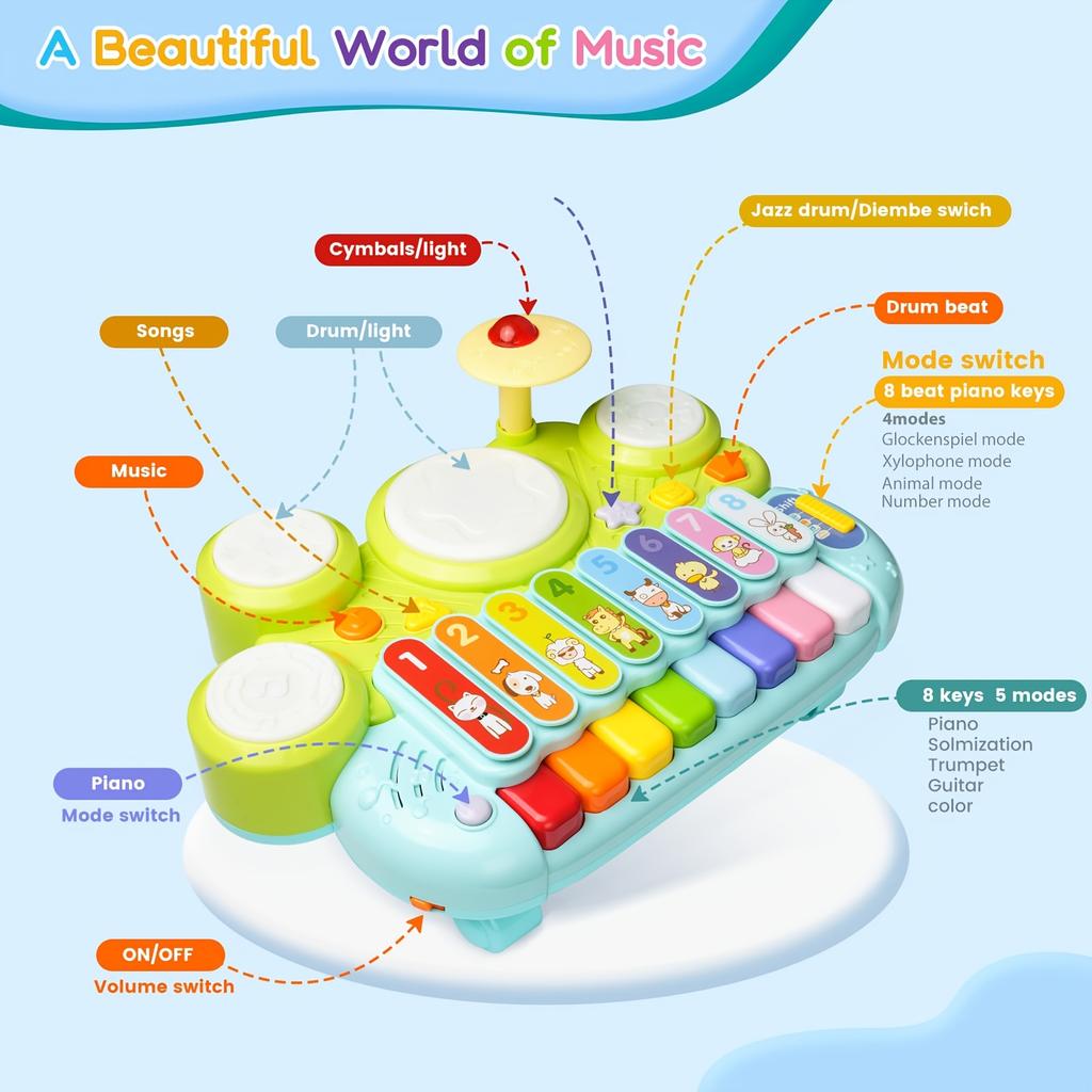 Electronic Xylophone Game Drum Music for Infants,Early Education,Cognitive Development,Perfect As a Christmas Gift Present for Ages 0-3 Non-Electric