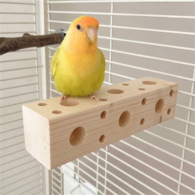 Birdcage Accessories Budgies Chewable Toy Wooden Block Birds Perch Biting Toy