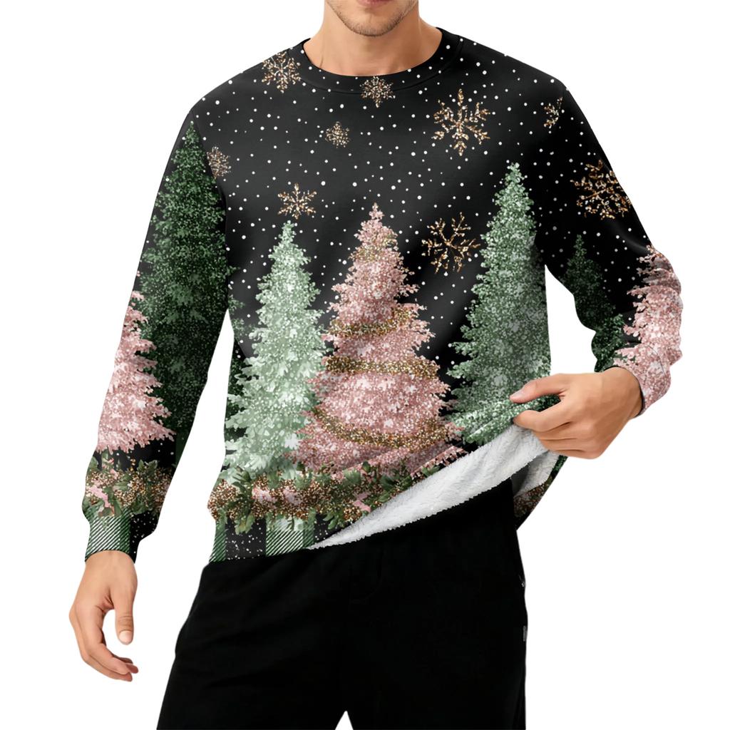 Men's Round Neck Fleece-Lined Thick Warm Sweatshirt