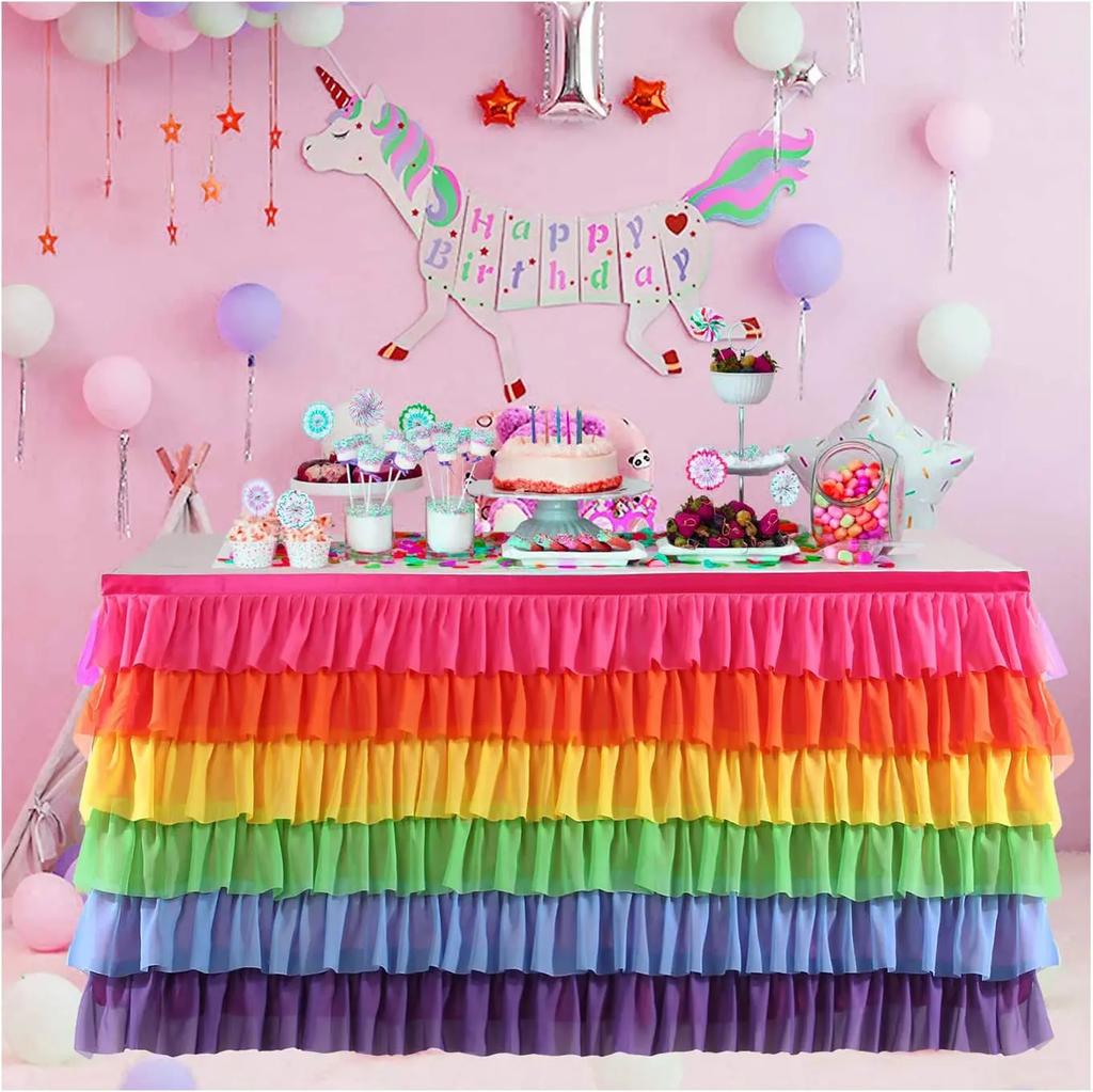 Tulle Table Skirt Tutu Tablecloth Tableware for Baby Shower Birthday Party Decorations Banquet Wedding Home Party Table Supplies