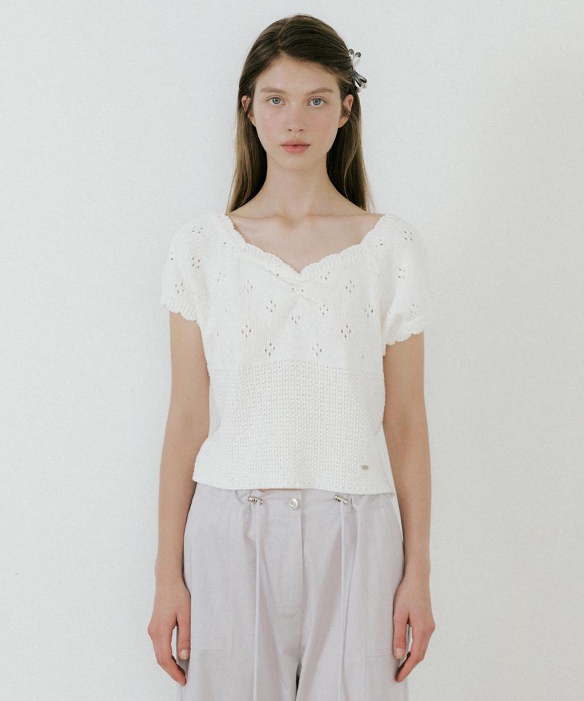LETTERA Scallop Square Knit_2Color