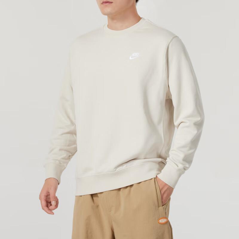 Nike Breathable Fashion Casual Small Logo Long Sleeve Sweatshirt Men Sweatshirt Beige BV2667-104