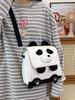 Canvas Panda Rucksack für Mädchen mit Stickerei Kompakte Studenten-Reise-Geldbörse
