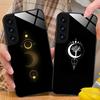 Sun Moon Mobile Cell Phone Case for Samsung Galaxy A56 55 54 53 52 51 36 35 34 23 16 15 5G Glass Colorful Cover Pretty Luxury