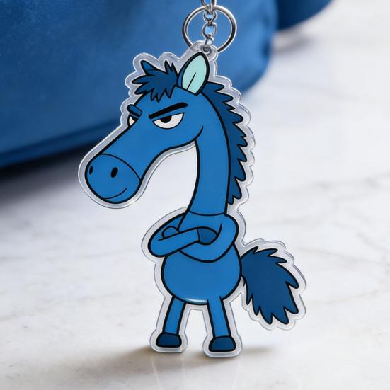 2Pcs Arm-Crossing Horse Keychain Acrylic Bag Charm Pendant Year of Horse 2026 Scratch-Resistant Key Ring Backpacks Accessories