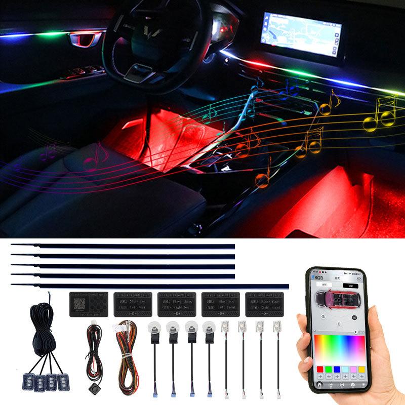 18in1 Car interior lights rgb Car Led interior car led strip lights for car ambient light door lighting Foot decorative lamp
