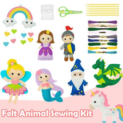8Pcs Felt Sewing Craft Kit DIY Handmade & Sewing Set Fun Animal Sewing Kit with Instructions for Children from 3 To 12 Years Old