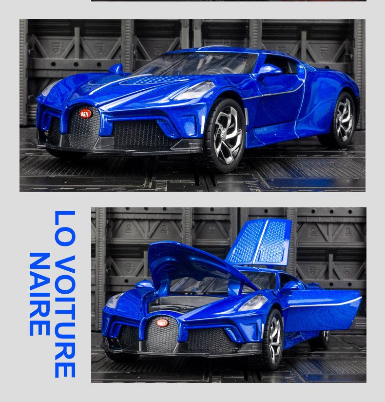 Black Mamba Bugatti H2013 Model: Alloy Sports Car Ornament with Sound & Light for Boys