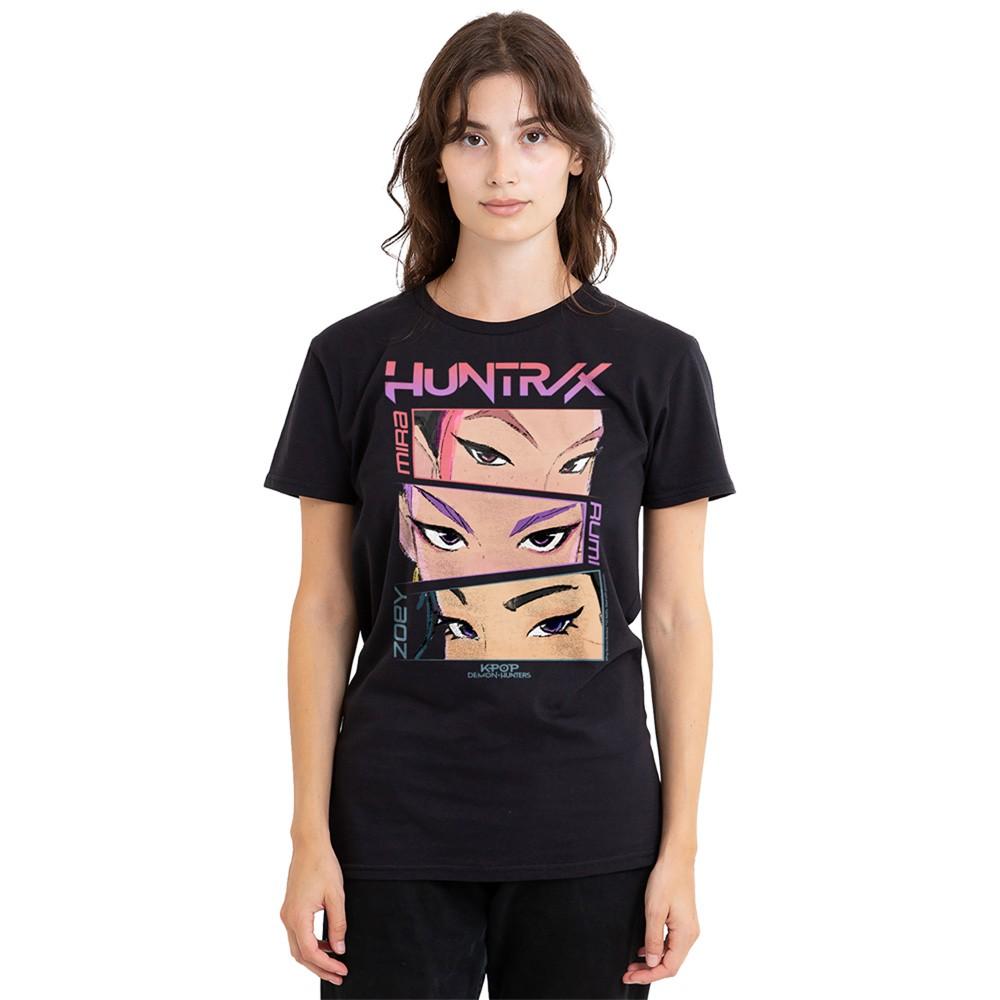 Kpop Demon Hunters Huntrix Eyes Comic Strip Womens T-Shirt S-2XL Black S