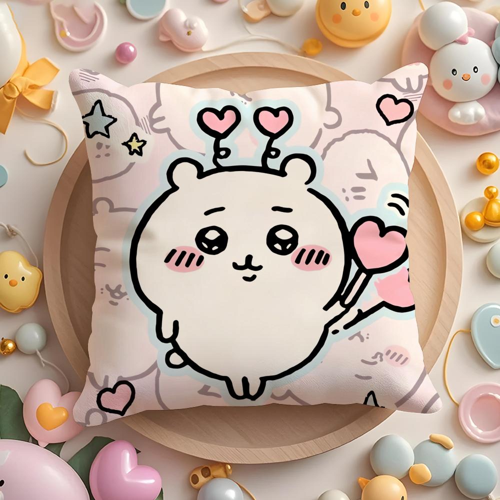 Cute Chiikawa Pillow Case Short Plush Double-Sided Printing Home Machine Washable In Warm Winter Cushion Cover
