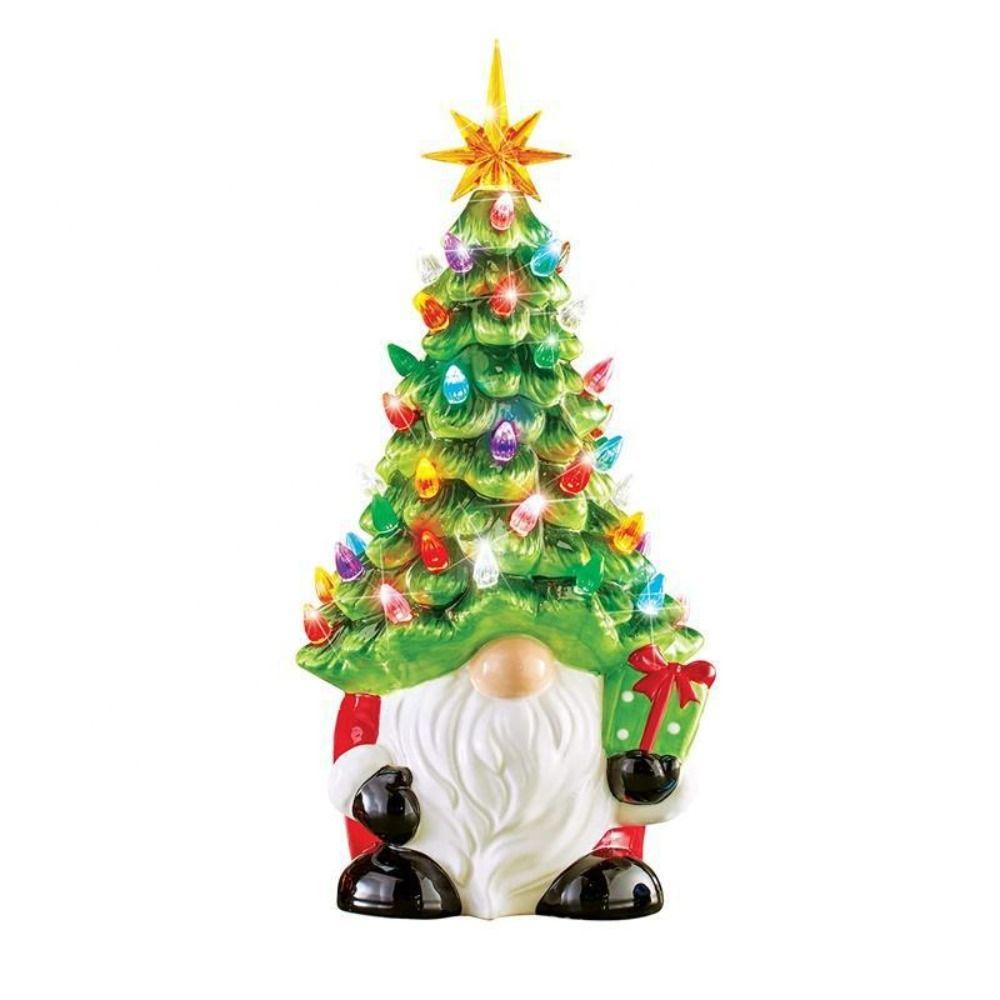 Resin Christmas Dwarf Lantern Creative Miniature Figurine Sculpture Gnome Statue  Gift