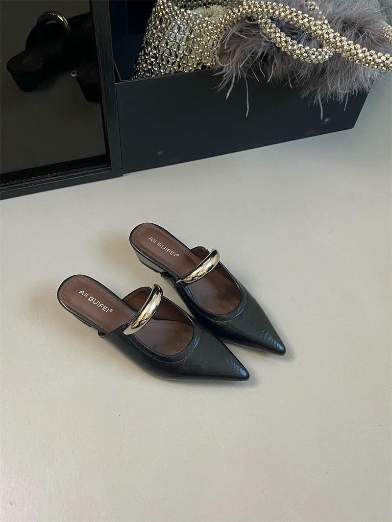 

Женские простые босоножки с острым носком для женщин, летние, новый стиль, женская мода, закрытый носок, квадратные женские тапочки 40