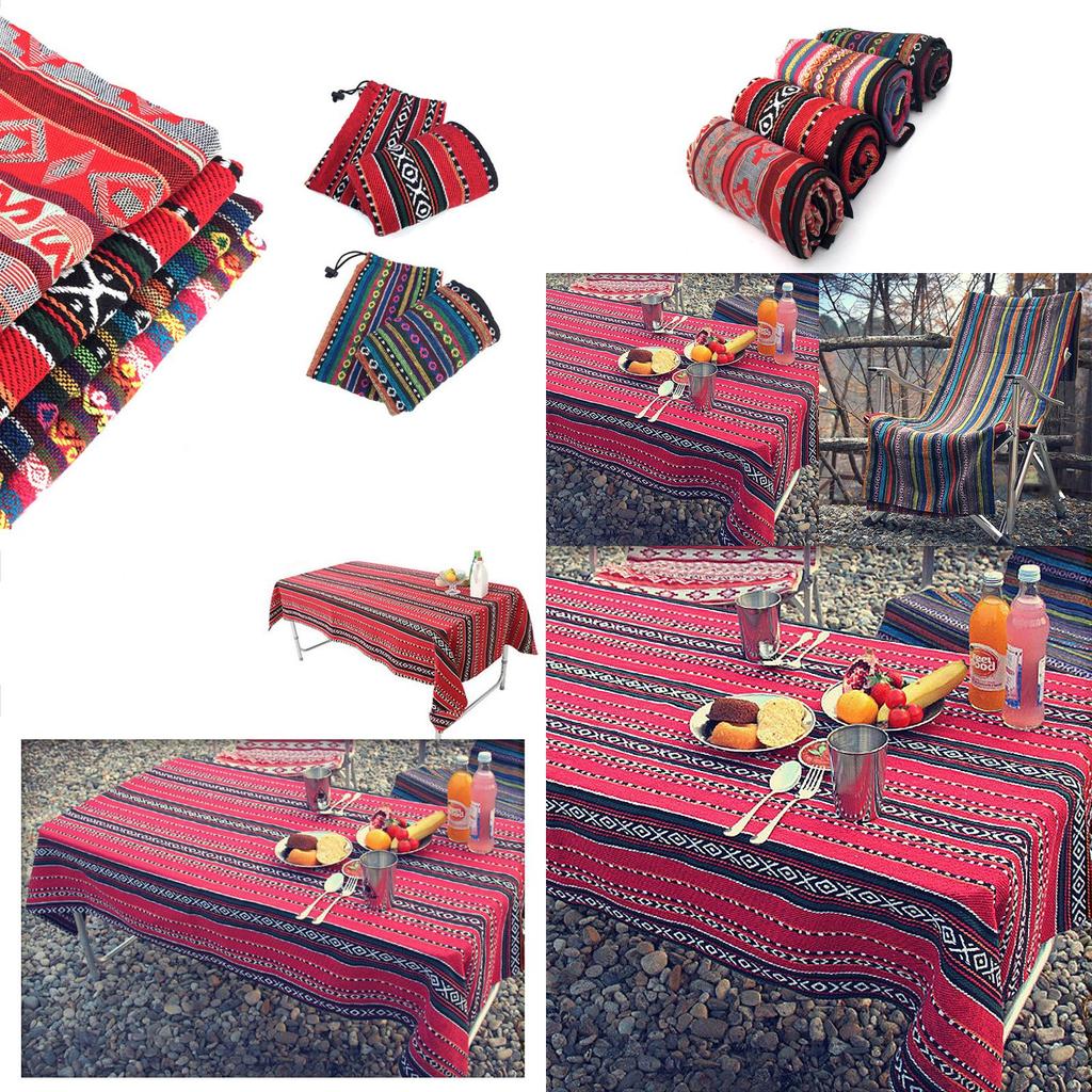 Premium Abstract Outdoor Picnic Tablecloth With Tribal Native American Print 43 X 55 Inches