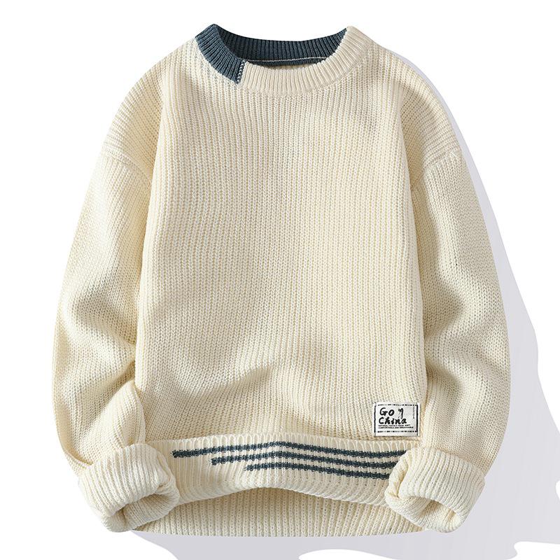 Retro Style Men's Thick Knit Round Neck Sweater for Cross-Border Trade