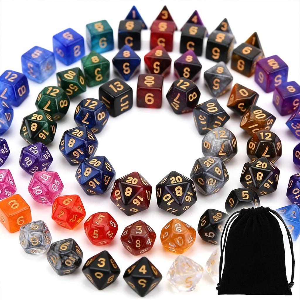 28Pcs Polyhedral DND Dice Set with Black Drawstring Pouch Color-Coded Faces RPG D&D Tabletop Game Accessories Christmas ZSY