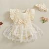 Baby Girls Romper Plain Floral Lace Embroidery Skirt Layered Ruffle Sleeveless Snap Bottom Jumpsuit