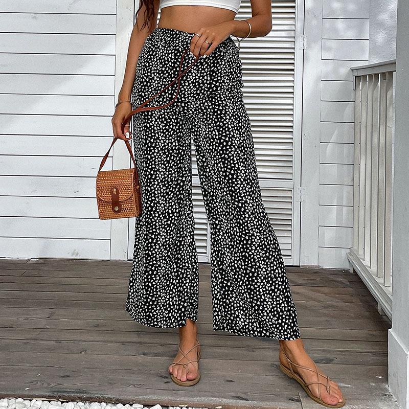 Women's Black Wide Leg Cropped Pants