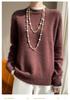 Women's Pink Color Block Wool Sweater: Autumn/Winter, Loose, Thick, Round Neck, Fake Two-Piece, Lazy Knit Base Layer