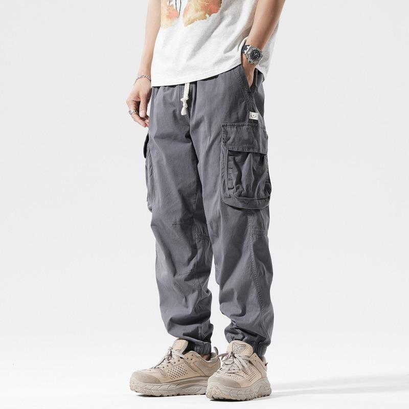 

Зеленый новый комбинезон с несколькими карманами, мужские повседневные свободные леггинсы, модные брюки, мужские хулиганские красивые брюки, мужская одежда XXXL серый