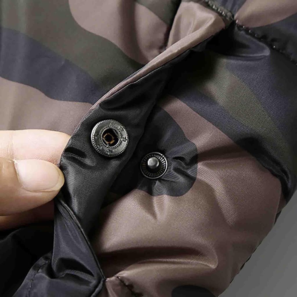 Pánská maskáčová zimní vesta s kapucí Tištěná lehká bez rukávů bundaZimní teplá outdoorová vesta