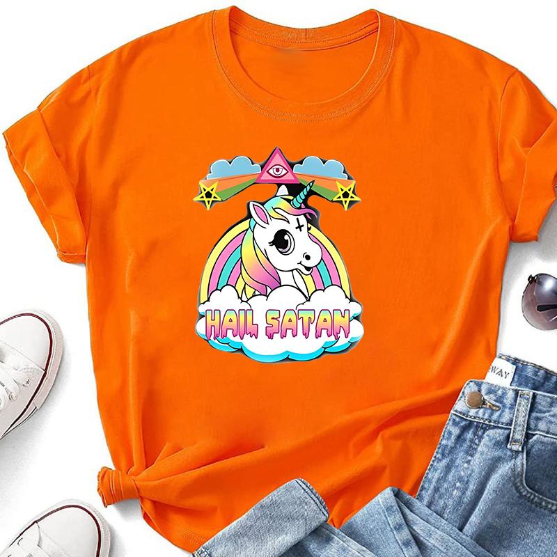 Hail Satan T-Shirt Men's Fashion Short Sleeves Cotton Tops Fashion Clothing