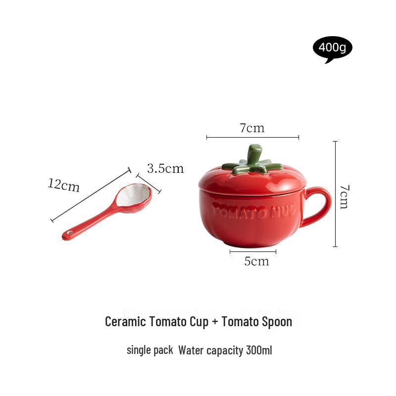 Cute Tomato Ceramic Mug with Lid and Spoon Tomato Cup with Spoon