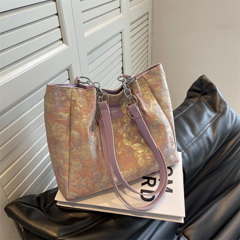 Vintage Tote Bag New Trendy Fashion Student Party Class Versatile Portable Shoulder Large Capacity Bag