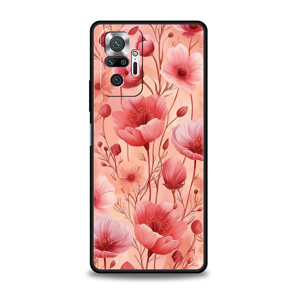 Abstract Plants Flower Phone Case Cover for Redmi 14C 10C Note 15 14 13 12 10 11 K40 Pro Plus 5G Soft TPU Shockproof Shell Funda